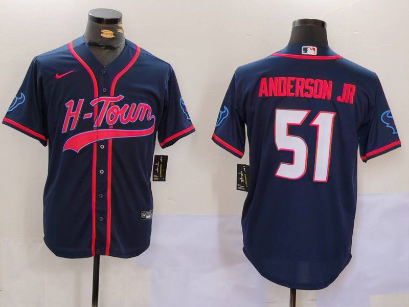 Men Houston Texans #51 Anderson jr Blue Second generation joint name 2024 Nike Limited NFL Jersey style 1->houston texans->NFL Jersey